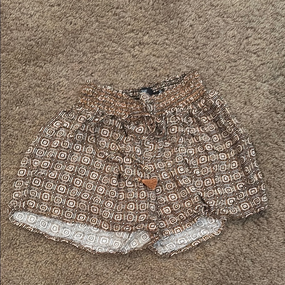 Geometric Patterned Brown Shorts